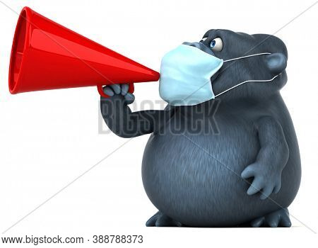 Fun 3D cartoon gorilla with a mask