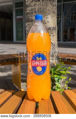 Reykjavik, Iceland - June 19, 2020: Bottle Of Egils Appelsin. Appelsin Is A Fizzy Orange-flavored So