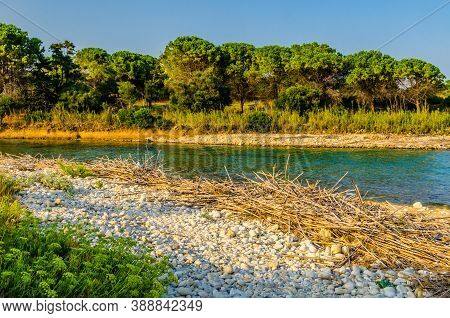 Cassibile River Mouth Next To Gelsomineto Beach, Sicily, Italy