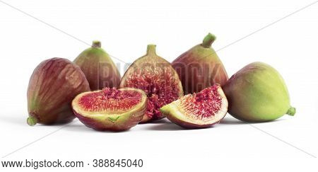 Fresh Fig Fruit. Slices. Isolated On White Background