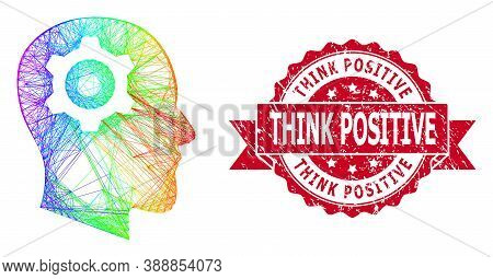 Bright Colorful Wire Frame Head Gear, And Think Positive Corroded Ribbon Seal. Red Stamp Seal Includ