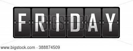Eriday. Name Of The Day Of The Week On The Cells Of The Mechanical Tableau. Vector Illustration.