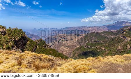 View Of Ethiopian Beautiful Semien Or Simien Mountains National Park Landscape In Northern Ethiopia.