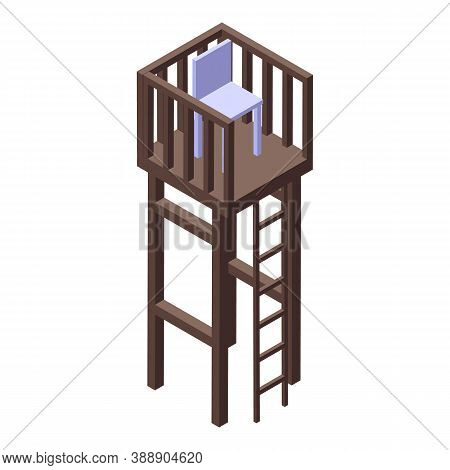 Rescuer Sea Wood Tower Icon. Isometric Of Rescuer Sea Wood Tower Vector Icon For Web Design Isolated