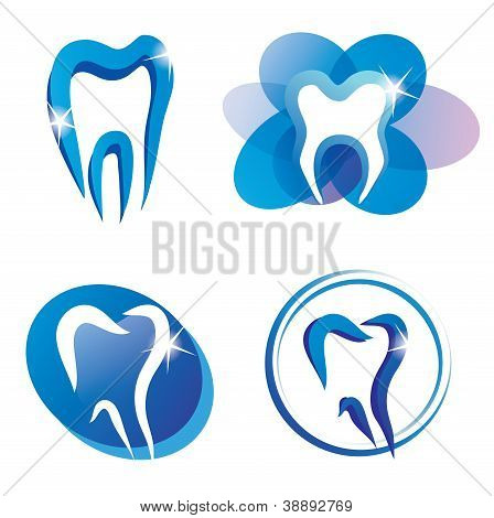 Set van tand gestileerde pictogrammen