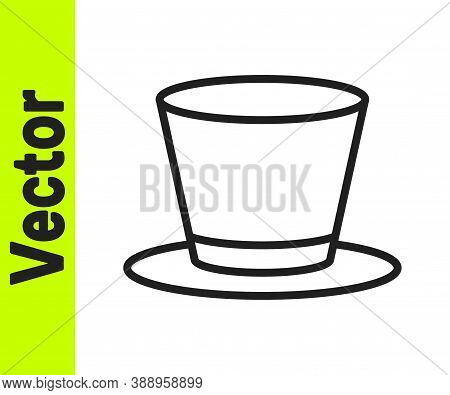 Black Line Cylinder Hat Icon Isolated On White Background. Vector