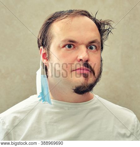 The Face Of An Adult Male Before And After The Coronavirus Pandemic, The Concept Of Closed Hairdress