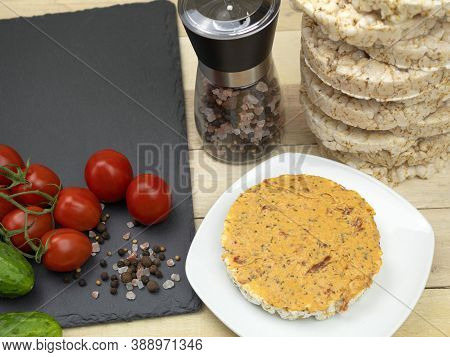 Sea Salt With Spices And Rice Waffles. Healthy And Wholesome Food. Diet And Health