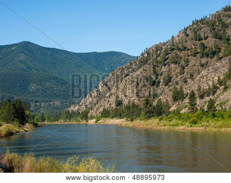 Wide Mountain River Cuts A Valley - Clark Fork River Montana Usa