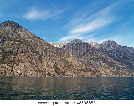 Mountains Overlooking Lake Chelan In Washington State Usa