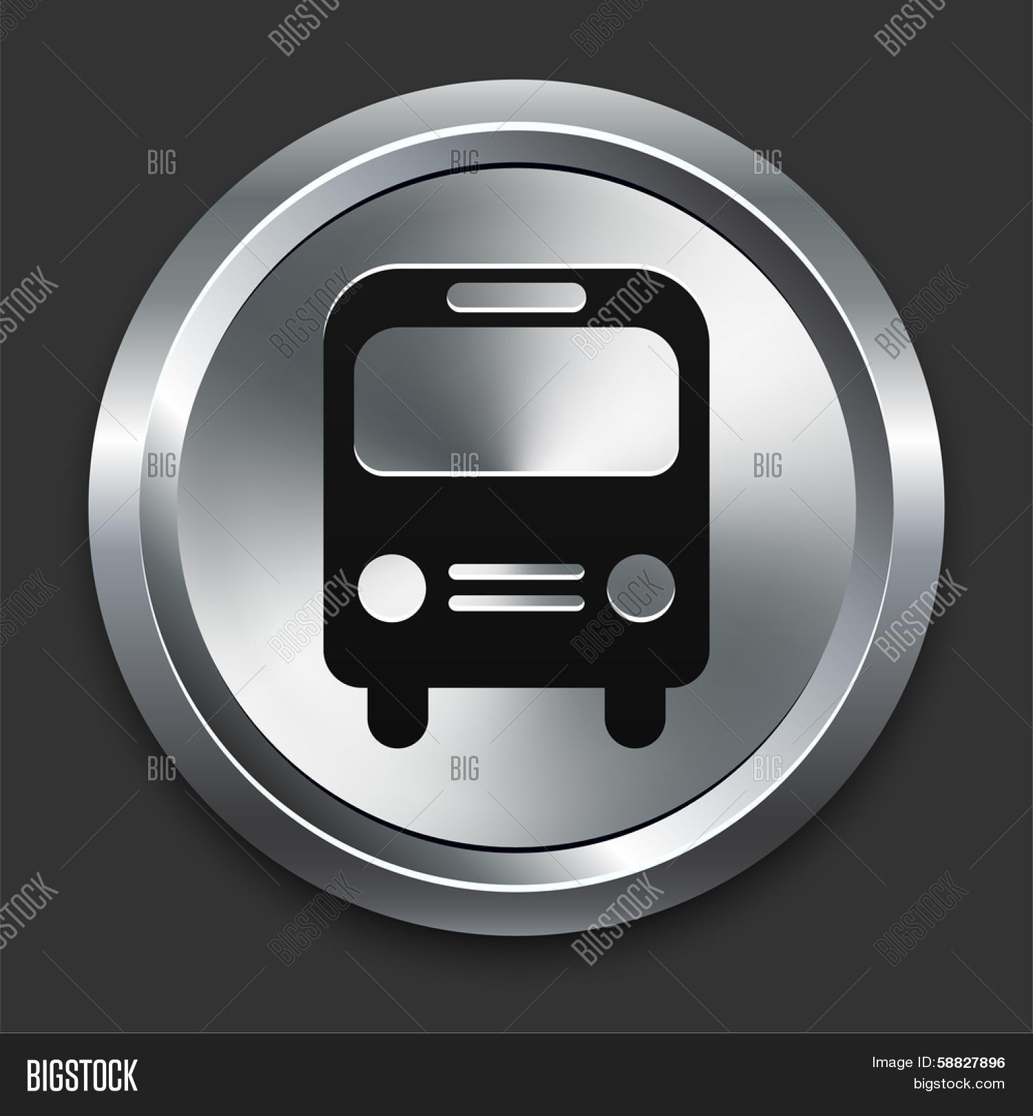 Bus Icon On Metallic Vector & Photo (Free Trial) | Bigstock