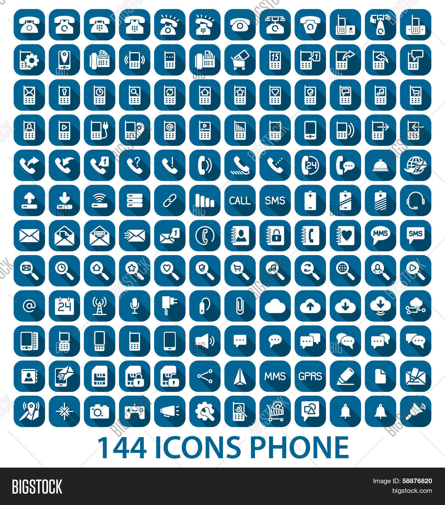 Set Phone Icon Vector & Photo (Free Trial) | Bigstock