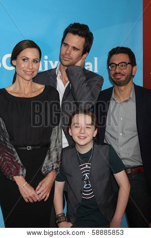 LOS ANGELES - JAN 19:  Minnie Driver, David Walton, Al Madrigal, Benjamin Stockham at the NBC TCA Winter 2014 Press Tour at Langham Huntington Hotel on January 19, 2014 in Pasadena, CA