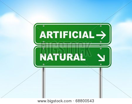 3D Road Sign With Artificial And Natural