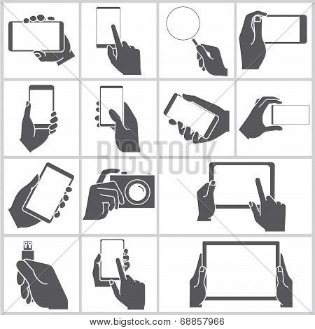 hand holding smart phone set
