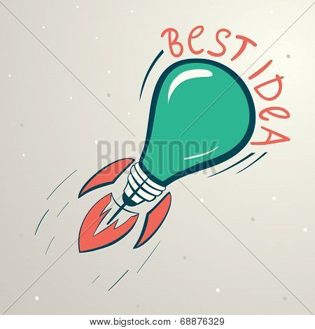 Abstract Vector Colorful Illustration Of Lightbulb. Idea Symbol.