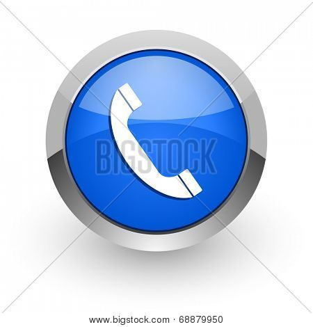 phone blue glossy web icon