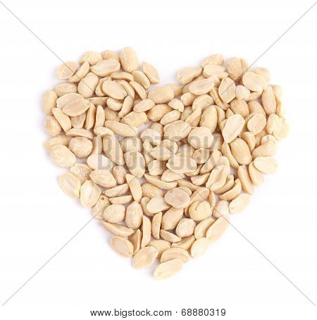 Processed pea nuts heart shape.