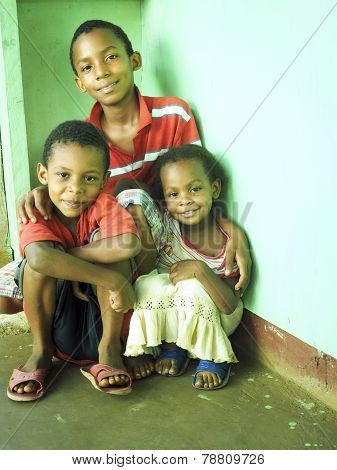 Editorial Nicaraguan Brothers Sister Children Corn Island Nicaragua