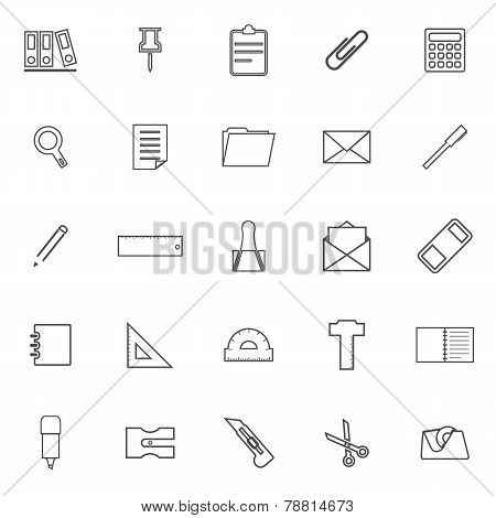 Stationery Line Icons On White Background