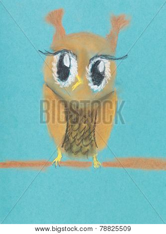 Owl Sitting On Tree Branch
