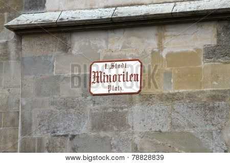 Road Sign With The Name Of The Street In Vienna