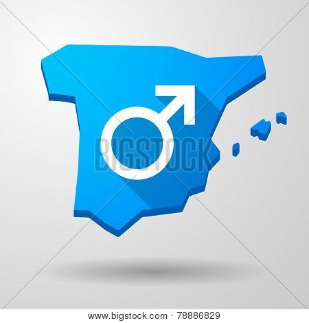 Spain Map Icon With A Male Sign
