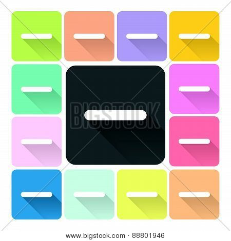 Minus Icon Color Set Vector Illustration