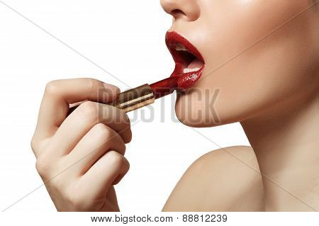 Beautiful Lips Painted Red Lipstick