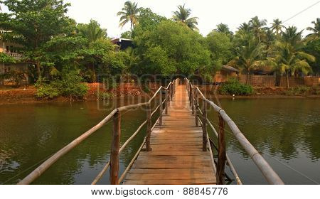A bamboo bridge in India