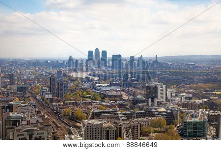 City of London panorama includes a Canary Wharf view, business and banking aria of London