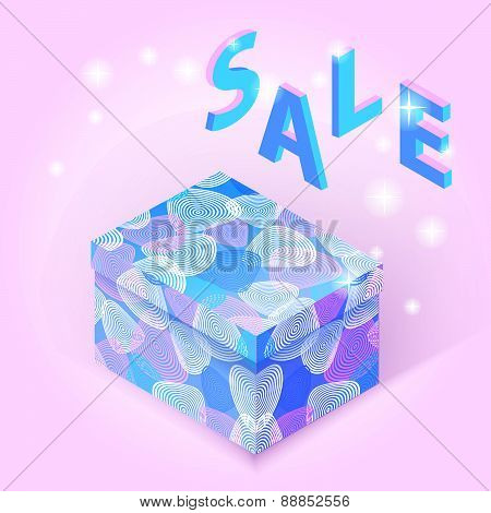 Sale.  Background is blank. Vector image of the word .Isometric image of letters .