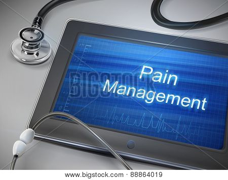 Pain Management Words Displayed On Tablet