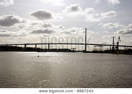 Stralsund with bridge RÃ¼genbrÃ¼cke and Baltic sea