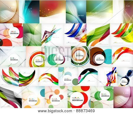 Mega set of wave abstract backgrounds - swirls, circles, geometric shapes and lines. Message board