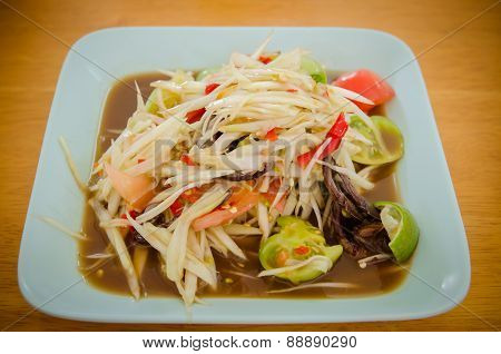 Somtum, Papaya Salad Delicious Food In Thailand