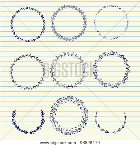 Vector Hand Sketched Wreaths