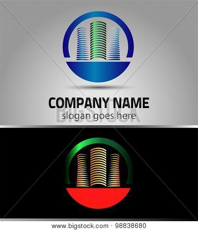 vector lines office building logo isolated