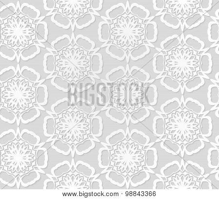 Seamless with background with paper flowers, Abstract 3D plant paper pattern