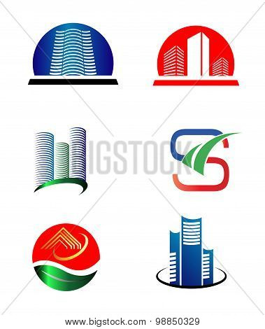 Collection of real estate logo icons building