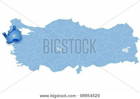 Map Of Turkey, Canakkale