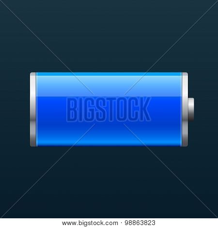 Full glossy battery icon, on black background