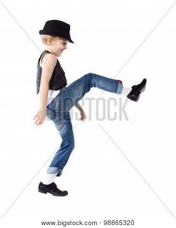 Dancing boy isolated on white