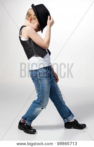 Dancing boy isolated on white