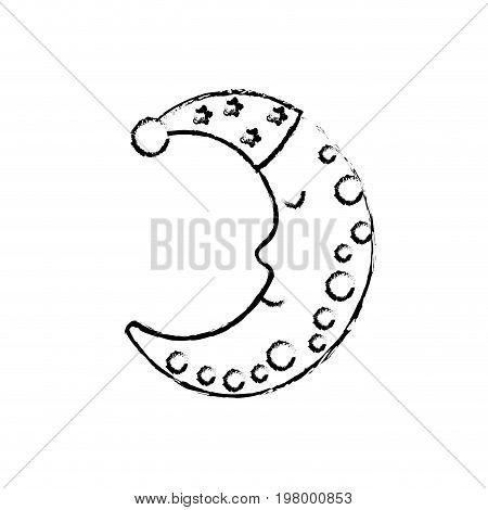 figure bauty moon in th sky with sleep hat design vector illustration