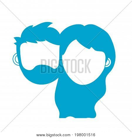 silhouette couple lover head with closed eyes and hairstyle vector illystration