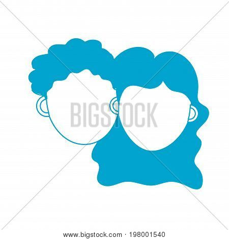 silhouette couple lover head with closed eyes and hairstyle vector illystration