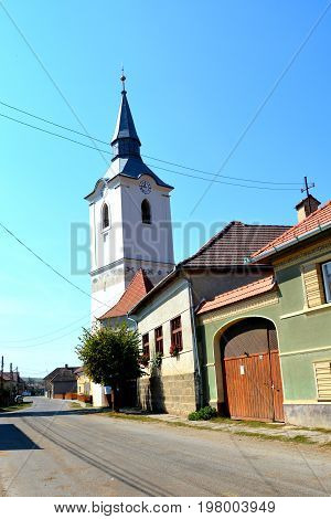 Typical Rural Lanscape In The Village Dirjiu, Transylvania, Romania