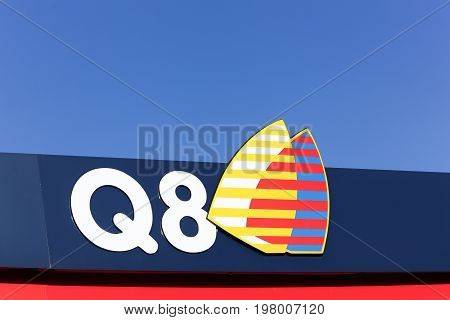 Horsens, Denmark - September 30, 2015: Kuwait Petroleum International, known by the Q8 brand, refines and markets fuel, lubricants and other petroleum derivatives outside Kuwait