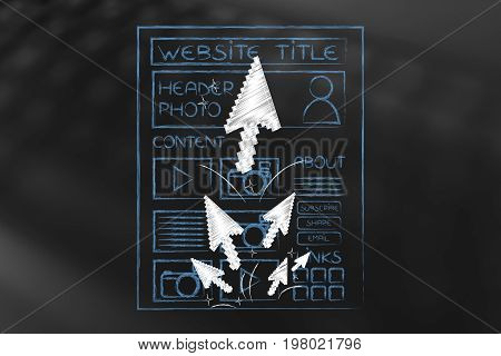 Mouse Pointers Spreading Across A Webpage, Clickstream Concept
